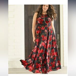 Torrid sz 22 Black floral Georgette maxi